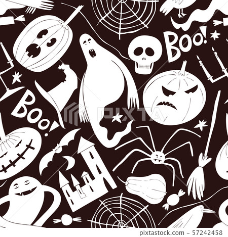 Halloween seamless pattern. Vector hand drawn - Stock Illustration ...