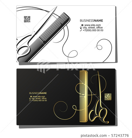 Scissors comb and curl hair business card Scissors comb and curl hair business card 57243776