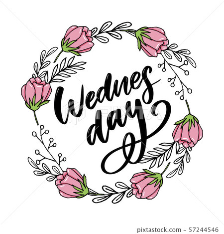 Wednesday words. Quote design. Hand drawn ink Wednesday words. Quote design. Hand drawn ink 57244546