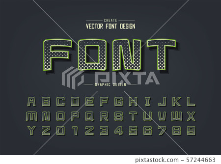 Halftone circle font and cartoon alphabet vector, Digital square typeface letter and number Halftone circle font and cartoon alphabet vector, Digital square typeface letter and number 57244663