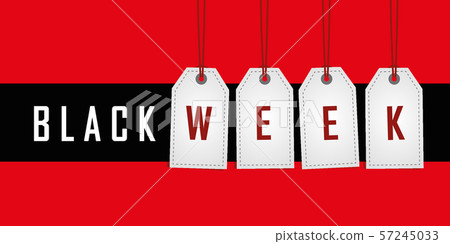 black week promotion hanging label on red background black week promotion hanging label on red background 57245033