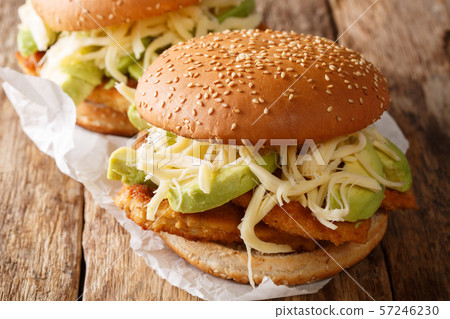 Brioche Cemita Poblana sandwich with meat, cheese Brioche Cemita Poblana sandwich with meat, cheese 57246230