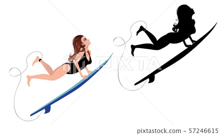 Cartoon girl surfer 57246615