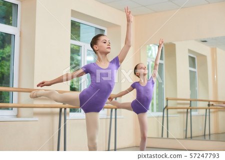 Young graceful ballerina practicing in studio. 57247793