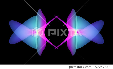 Colorful gradient organic shapes in black space. Abstract background. Futuristic free form texture. Geometric symmetry pattern. 57247848