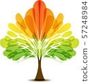 Colorful logo of abstract autumn tree, art icon 57248984