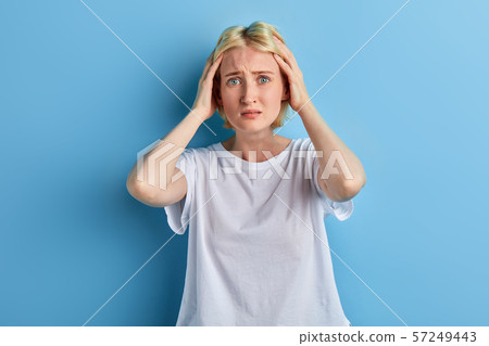 blonde serious woman has made many mistakes 57249443