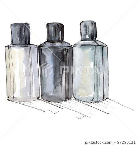 Cosmetic bottles sketch glamour illustration in a watercolor style isolated element. Watercolour Cosmetic bottles sketch glamour illustration in a watercolor style isolated element. Watercolour 57250121