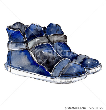Spors shoes sketch glamour illustration in a watercolor style isolated element. Watercolour Spors shoes sketch glamour illustration in a watercolor style isolated element. Watercolour 57250122