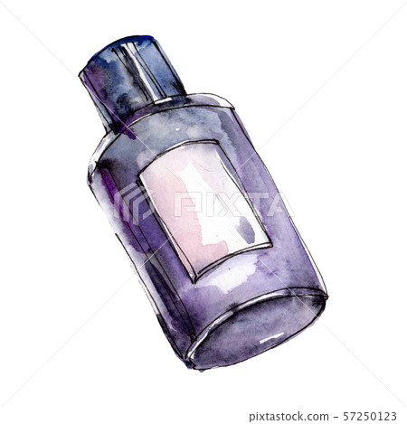 Cosmetics jar sketch fashion glamour illustration element. Watercolour background illustration 57250123