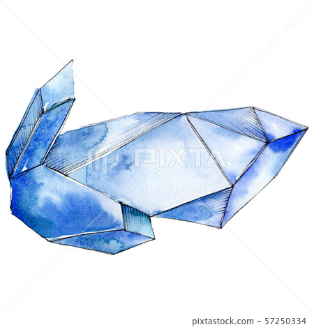 Colorful diamond rock jewelry minerals. Watercolor background set. Isolated crystal illustration 57250334