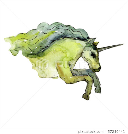 Cute unicorn horse. Rainbow animal horn character. Watercolor background illustration set. Cute unicorn horse. Rainbow animal horn character. Watercolor background illustration set. 57250441