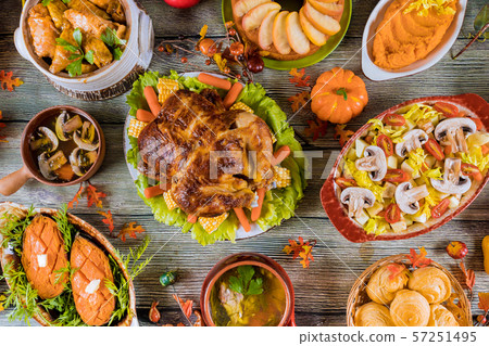 Dinner for Thanksgiving Day with turkey, sweet 57251495