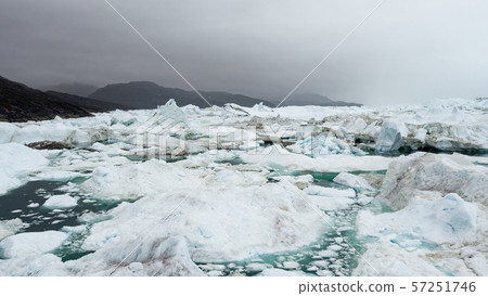 Drone image of Icebergs and ice from glacier in nature landscape Greenland 57251746