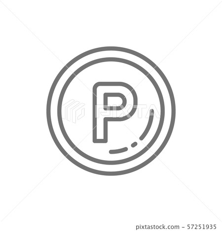 Vector car parking sign allowed line icon. Vector car parking sign allowed line icon. 57251935