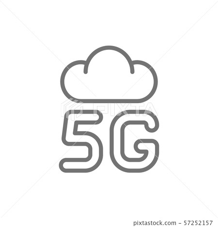 Vector 5G internet cloud system line icon. Vector 5G internet cloud system line icon. 57252157