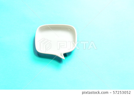 White speech bubble with blue background and left side White speech bubble with blue background and left side 57253052