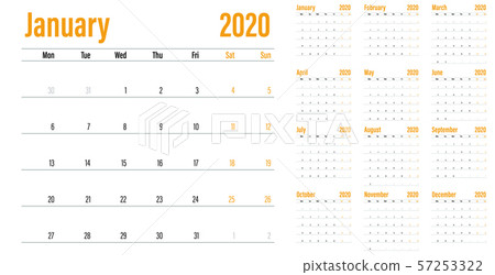 Calendar planner 2020 template vector illustration 57253322