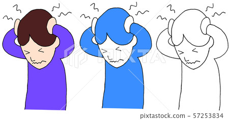 A Man Holding His Head Hand Drawn Digital Stock Illustration