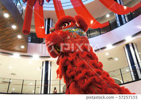 Replica of lion dance costume displayed for the public. Replica of lion dance costume displayed for the public. 57257155