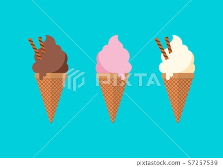 Chocolate vanilla and strawberry Ice cream in the 57257539