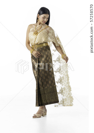 Beautiful woman smiling in national traditional Beautiful woman smiling in national traditional 57258570