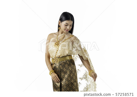 Beautiful woman smiling in national traditional Beautiful woman smiling in national traditional 57258571