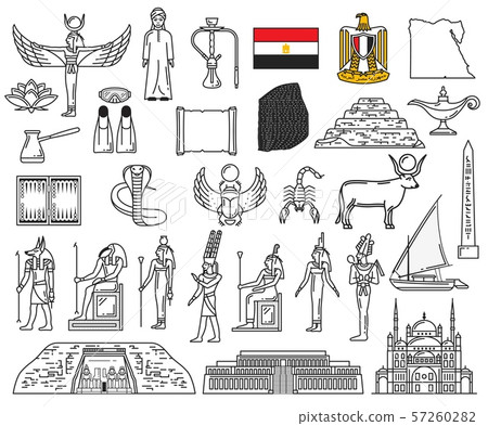 Egyptian gods, landmarks and religion symbols 57260282