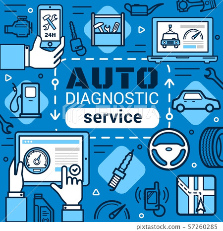 Computer diagnostic of vehicle, car repair service 57260285