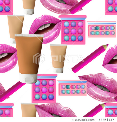 Make up seamless pattern. Beauty background with cosmetic products. 57261537