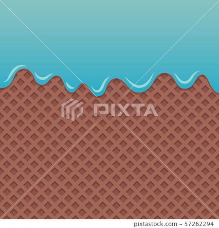 Flowing blue sauce on chocolate wafer vector. Flowing blue sauce on chocolate wafer vector. 57262294