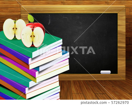 School books and blackboard 57262970