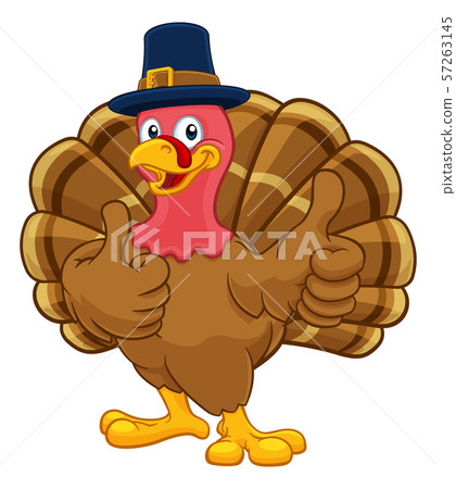 Turkey Pilgrim Hat Thanksgiving Cartoon Character Turkey Pilgrim Hat Thanksgiving Cartoon Character 57263145