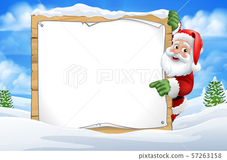 Santa Claus Sign Christmas Snow Scene Cartoon Santa Claus Sign Christmas Snow Scene Cartoon 57263158