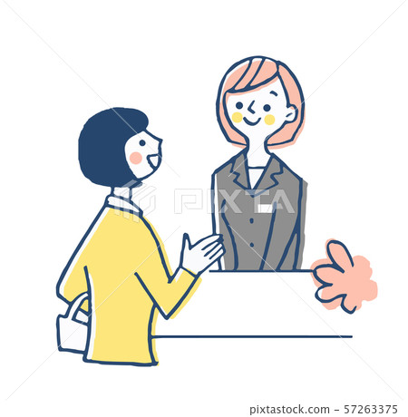 接待員和女性顧客 接待員和女性顧客 57263375