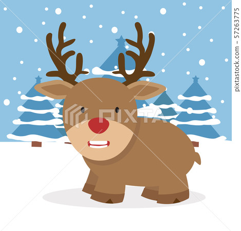 Cute raindeer with Winter nature vector 57263775