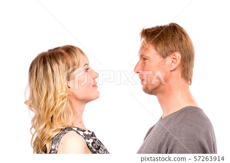 Portrait of happy couple isolated Portrait of happy couple isolated 57263914