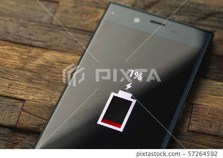 1% remaining smartphone battery 1% remaining smartphone battery 57264592