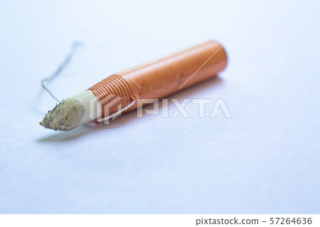 Dermatograph pencil on white paper texture background, Notebook, Close up & Macro shot, Selective focus, Communication, Stationery concept 57264636