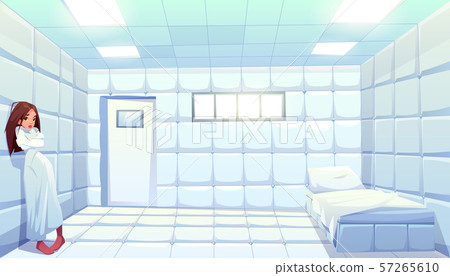 Woman in straitjacket in asylum for insane patient 57265610