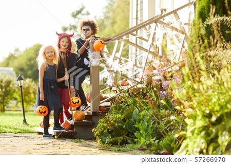 Group of Kids Posing on Halloween Group of Kids Posing on Halloween 57266970