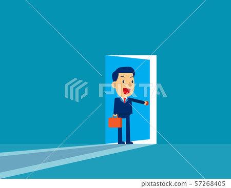 Businessman opening door. Concept cute business Businessman opening door. Concept cute business 57268405