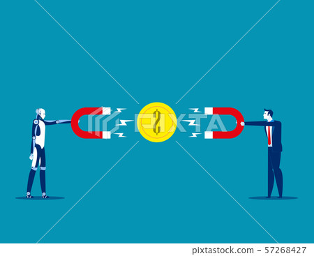 Artificial Intelligence and human with magnets 57268427