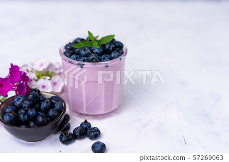 Tasty fresh blueberry yoghurt shake dessert in Tasty fresh blueberry yoghurt shake dessert in 57269063