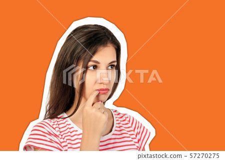 portrait of a girl who is shy. emotional girl 57270275