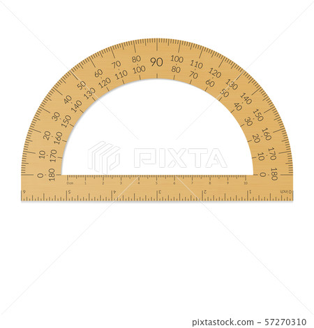Wooden circular protractor with a ruler in metric Wooden circular protractor with a ruler in metric 57270310