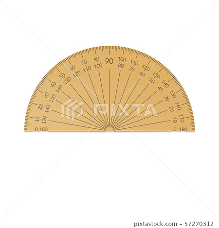 Wooden circular protractor with a 180 degree Wooden circular protractor with a 180 degree 57270312