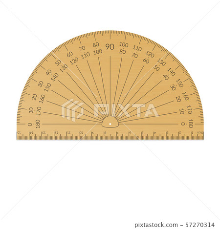 Wooden circular protractor with a ruler in metric Wooden circular protractor with a ruler in metric 57270314