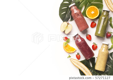 Healthy detox vitamin diet smoothie with fruits on white 57271127