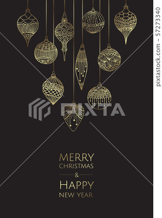 Merry Christmas and Happy New Year. Xmas background with balls. Merry Christmas and Happy New Year. Xmas background with balls. 57273340